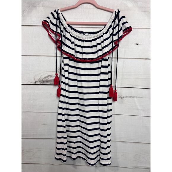 crown & ivy Dresses & Skirts - Crown & Ivy Patriotic Red White Blue Dress Tassels Stripes Red White Blue Size M